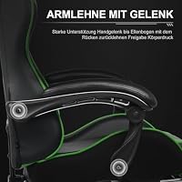 GTPLAYER Bürostuhl Gaming Stuhl Massage Gaming Sessel Ergonomischer Gamer Stuhl mit Fußstütze, Kopfstütze Massage-Lendenkissen, Gepolstert Gaming Chair, Drehsessel Kunstleder-Salbeigrün – Ansicht 5