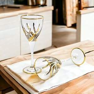 Italian Crystal Trix Wine Glasses PlatinumGold Color Set of 2 8 oz Glasses Modern Elegant Stemware Red Wine White Wine Mimosa Made In Italy