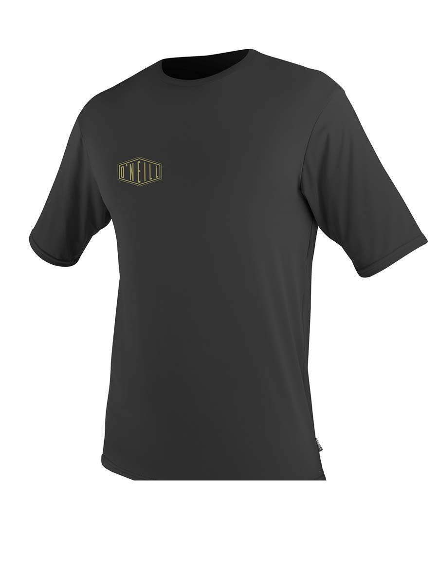 Oneill Premium Skins Gráfico - a Cuadros de Manga Corta Camiseta con Cuello en V Camiseta Top Negro 50 + Upf - Easy Ajustado Secado Rápido