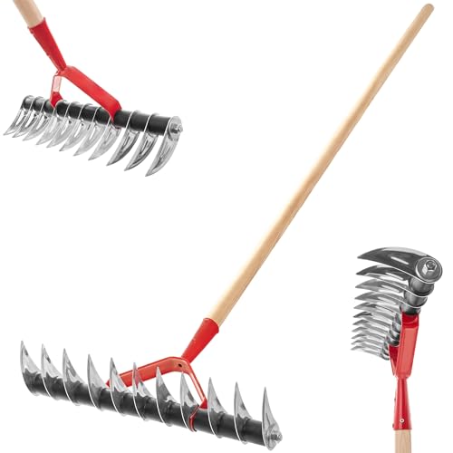 KADAX Aireador de césped manual para jardín, césped, musgo, accesorios de jardín, herramientas de metal, rastrillo de corte, cultivador, aireador de césped, escarificador de mano (unilateral, con