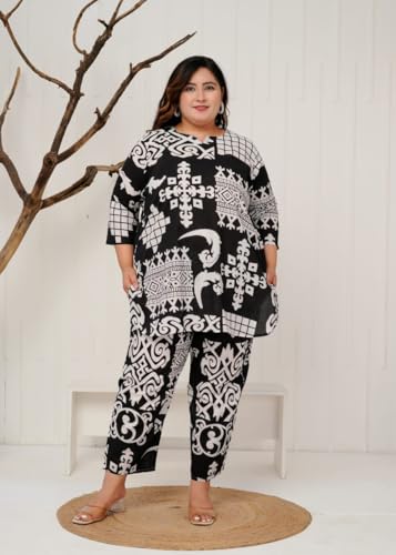 Image of Cord Set for Women Cotton |Plus Size A Line Kurta Set Stylish | Ethnic Dress Kurti Sets | Printed Dresses for Woman | Long Sleeves