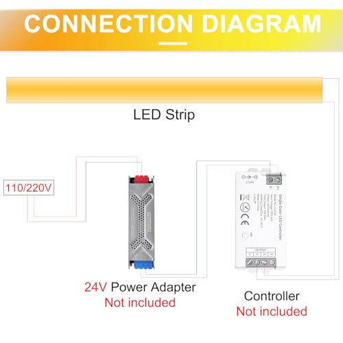 MALIIGAZA Free Cuttable COB LED Neon Strip Light Waterproof IP68, 12V 16.4ft 6000K Silicone Flexible DIY LED Tape Light for Outdoor Bathroom Swimming Pool Decoration (Without Power Supply)