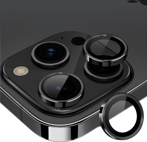 Image of Skinomi Camera Lens Protector Compatible with iPhone 15 pro [Anti-Scratch] Premium Tempered Glass Film Aluminum Alloy Lens Ring Cover, Black Titanium