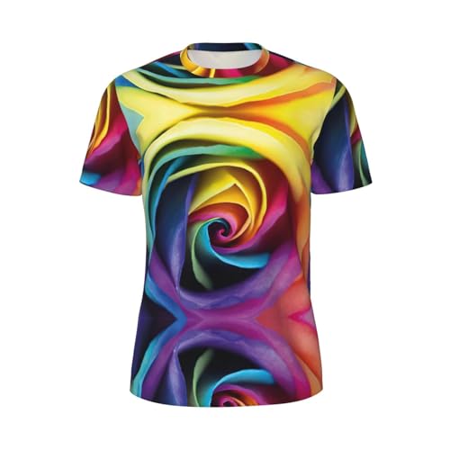 T-shirt de course à pied pour le jogging matinal en maille colorée rose arc-en-ciel