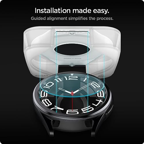 Spigen GLAStR EZ Fit [2-Pack] designed for Samsung Galaxy Watch 6 Classic 43mm Tempered Glass Screen Protector with Auto Align technology install kit - 2 PACK