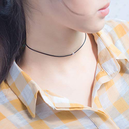 Preisvergleich Produktbild KUANDARMX Schlüsselbeinkette Halskette weibliche einfache Schwarze Seil Licht Perlenhalskette Persönlichkeit Halsband Sommer geeignet, Black