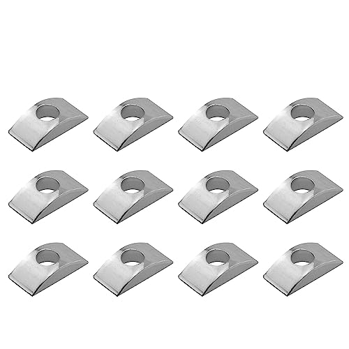 JCBIZ Lot de 12 écrous M8 solides en demi-lune - Rondelles d'entretoises pour meubles - Accessoires pour connecter les meubles (longueur 27 mm x largeur 14 mm), argenté