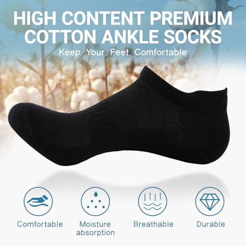 Heatuff 7 Pairs Mens Ankle Socks Cotton Low Cut Athletic Breathable Comfort Casual Socks with Tab2