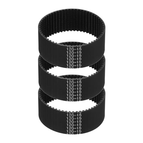 sourcing map 120mm GT-2 Timing Belt 15mm Width 2mm Pitch Black 3pcs