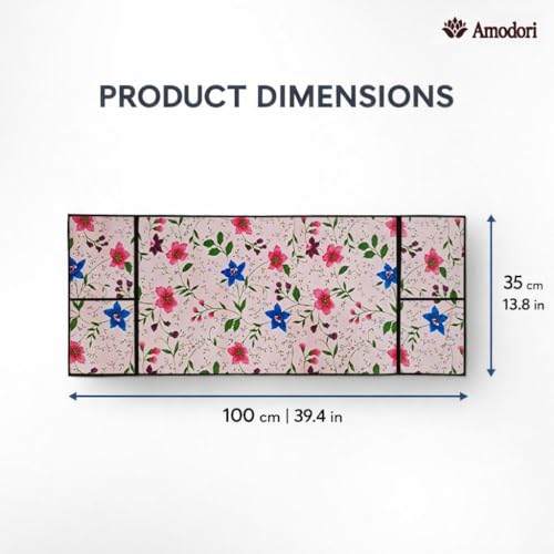 Image of Microwave Oven Top Cover 35x100 cm | Wipe Clean Fabric | 4 Utility Pockets (Floral-24)