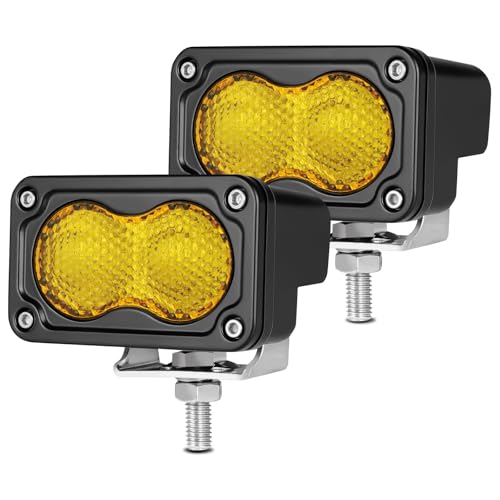 Image of 3 in LED Pod Light Yellow Off Road Fog Rear Light Bar 2Pcs | 40W Diffuse Bright CREE LED Work Cube Light Waterproof Backup Yellow LED Lights for Truck Pickup ATV UTV SUV Motorcycle Boat