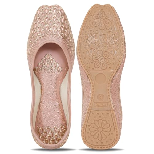 Image of Women's Embroidered Rajasthani Mojari Jutti | Ethnic Punjabi Juttis for Women & Girls | Flat Slip-On Footwear for Wedding, Festive & Casual Wear