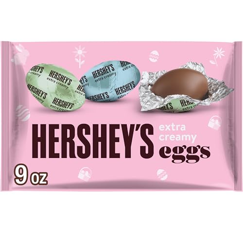 HERSHEY'S Extra Creamy Milk Chocolate Eggs, Easter Candy Bag, 9 oz