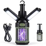 HOMASIS Lampada Antizanzare Elettrica Esterno, 1050V, LED e Ultravioletti, Zanzariera Impermeabile, Ricaricabile e Portatile, con 3 Petali Pieghevoli, Anti Zanzare e Mosche, per Giardino e Campeggio