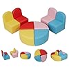 Kids modular flexible seating set childrens area sofa soft stool cartoon leather chair for toddlers soft foam play 8 pcs kids sectional sofa chair for classroom kindergarten library  urban country home decor