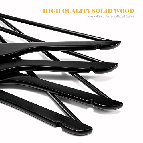 Image of Cozymood Sturdy Wooden Hangers 20 Pack Durable & Slim Clothes Hanger with 360 Rotatable Hook Natural Finish & Notches Wood Hangers Premium Coat Hanger for Closet Clothes Hangers (Black)