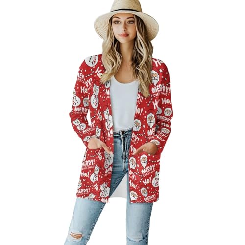 Image of Women's Lightweight Cardigans with Pockets Trendy Long Sleeve Open Front Cardigan Casual Tops Jackets Fall Oufits S-2XL