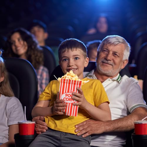 Image of Xinnun 300 Pcs Paper Popcorn Boxes 1 oz Close Top Oil Proof Disposable Popcorn Container 6 x 4 x 2 Inch Stripes Leak Proof Popcorn Boxes for Party Movie Party Theater Night Birthday (Red)