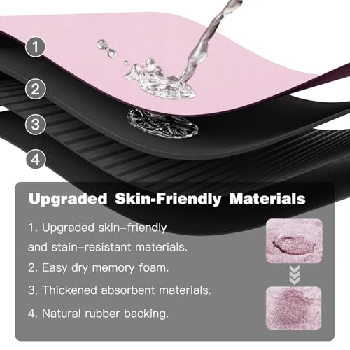 Pink Bath Mat, Bathroom Rugs Non Slip Washable Thin Absorbent Quick Dry Bath Mat Fits Under Door Bathroom Floor Mat Perfect for Bath, Shower, or Sink 36"x48" Pink