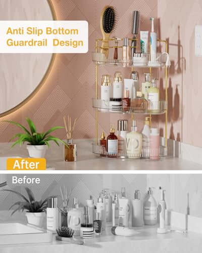 Euhome 3-Tier Corner Bathroom Counter Organizer Makeup Cosmetic Storage thumb #2