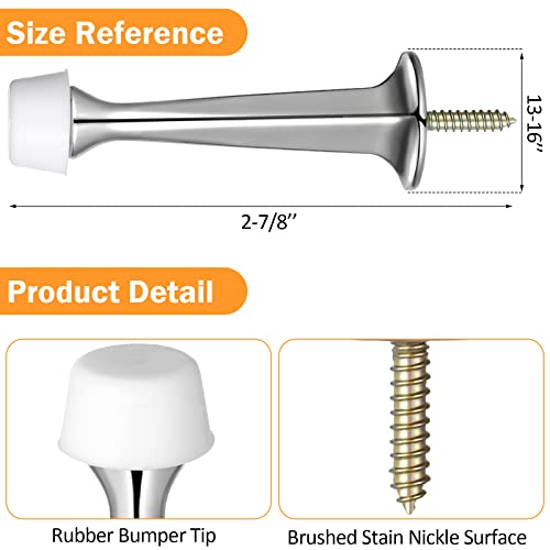 24 Pack Door Stop Heavy Duty Solid Rigid Door Stoppers With Soft Rubber Tip Wall Mount Door Stoppers For Bottom Of Door (Silver) #TOP1