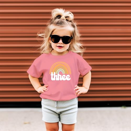 3rd Birthday Rainbow Shirt for Little Girls Retro Third Bday Outfit4