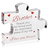 Brother Gifts - Engraved Acrylic Block Puzzle Brother Gift 4.1 x 3.5 inch - Cool Brother Gifts from Sister, Brother - Birthday, Christmas, Graduation Gifts for Big Brother, Little Brother