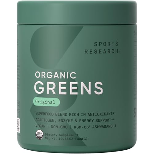 Image of Sports Research Organic Greens Superfood Powder, 10.58oz