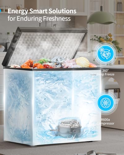 Image of TABU 12.0 Cubic Feet Chest Freezer, Large Freestanding Deep Freezer, Black | Compact, Top Opening, 7 Level Adjustable Thermostat & Removable Basket, Space-Saving, Low Noise (Black, 12.0 Cu.Ft.)
