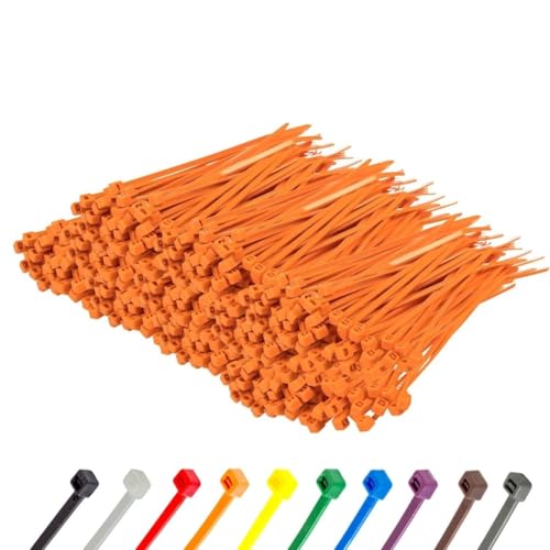 Image of GTSE 4 inch Orange Zip Ties, 1,000 Bulk Pack, 18lb Strength, UV Resistant Small Nylon Cable Ties, Self-Locking 4 Inch Tie Wraps