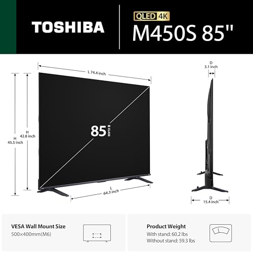 Image of TOSHIBA 85 inch Class M450 Series QLED 4K UHD Smart Fire TV, Voice Remote with Alexa, Stream Live TV Without Cable