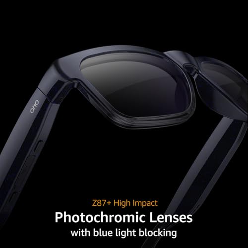 Image of OHO Smart AI Glasses with Bluetooth Audio, Hands-Free Calling, High-Impact 2.0mm Photochromic Blue Light Blocking PC Lenses, Sweat Resistant