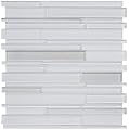 Simple Tile - Glass Mosaic Tile for Kitchen Backsplash, Bathroom Shower Wall, Etc, "Simple Color Collection", Mixed Strips, 12-1/2"X12"X5/16" (Sample Swatch (4"X12"), GTM 001 - Aspen)