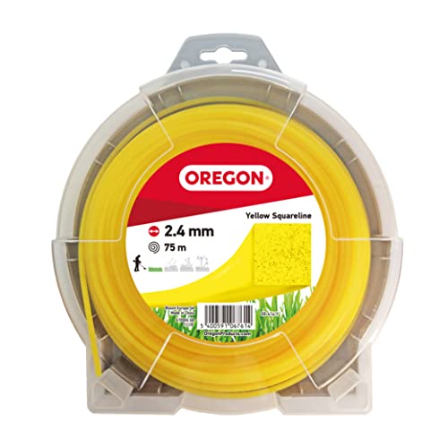 Oregon Yellow Square Hilo Cuadrado para Desbrozadora 2.4mm, Hierba, Maleza, Vegetación y más, Hilo de Nylon de Gran Resistencia, Compatible con la Mayoría de Modelos Estándar, 2.4mm x 75m (69-414-Y)