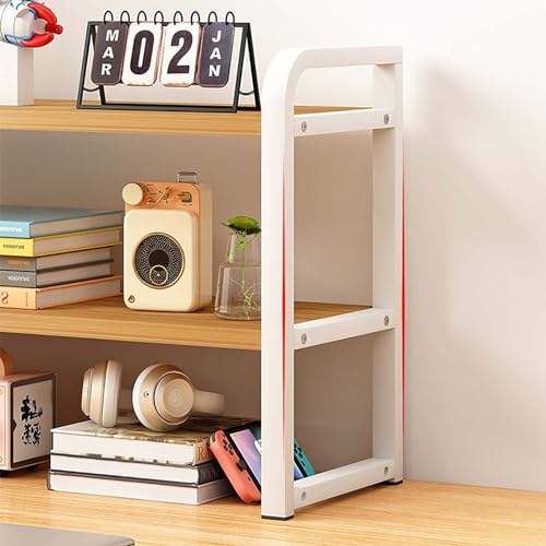 Libreria Da Scrivania In Legno E Ferro - 2 Piani, 40x20x36 Cm | Organizzatore Per Libri, File E Ufficio