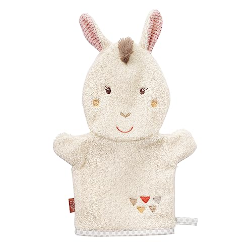 Fehn 058215 - Guanto da bagno per neonati e bambini dai 0 mesi in su, motivo: animali, colore: Beige