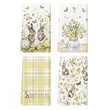 Artoid Mode Butterfly Rabbits Bunny Easter Kitchen Towels Dish Towels, 18x26 Inch Flower Egg Spring Farmhouse Holiday Decoration Hand Towels Set of 4