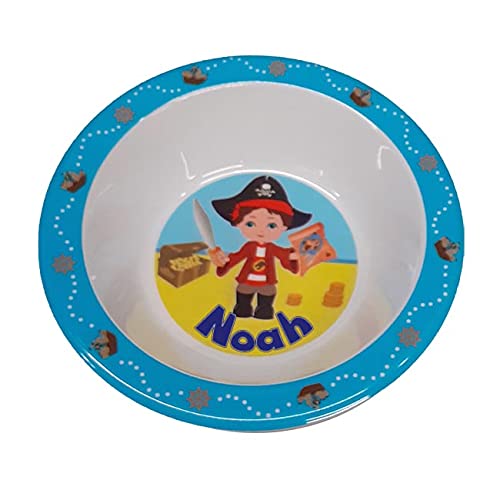 Childrens' Melamine Bowl - Pirate Design - 47 Boys' Names Available (Noah)