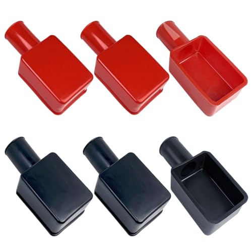 6PCS Battery Terminal Cover, Soft Rubber Insulating Battery Terminal Protector, Positive Negative Cable Lug Caps, Flexible Top Post Boots for Car Truck Motorcycle Boat Accessories (Red/Black)