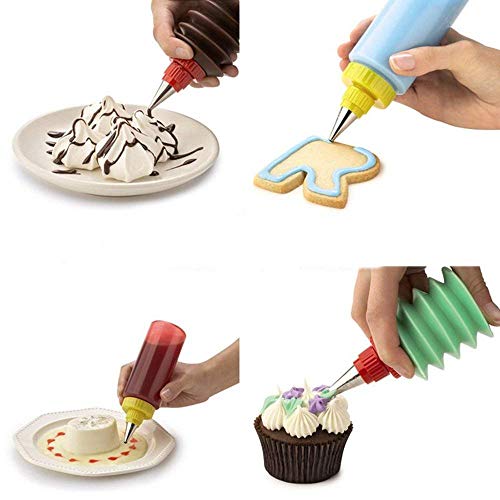 LOHOME Dessert Cookie Cupcake Squeeze Bottles Icing Piping Bottle Kit DIY Spatula Cake Baking Tool