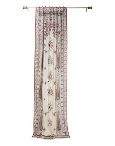 Fabindia Red Nazm Cotton Linen Printed Curtains