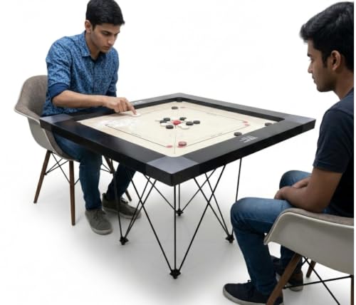 Image of SGC Carrom Board 32 inch Full Size with Coin Powder Striker (Carrom Without Stand) 1.5 inch Side