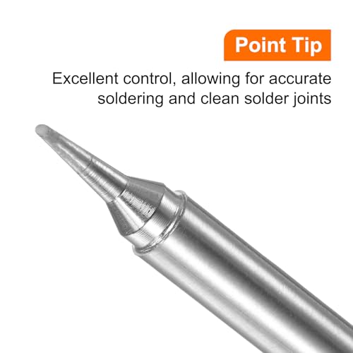 Image of HARFINGTON Soldering Iron Tips T12-C1 1mm Diameter Fine Point Nickel-Plated Fast Heat up Solder Replacement Tip for Fine welding, Electrical Solder Station, Silver Tone