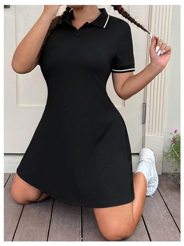 Women's Plus Size Football Jersey Dress Collared Golf Tennis Dress Button Front A Line Streetwear Dresses4