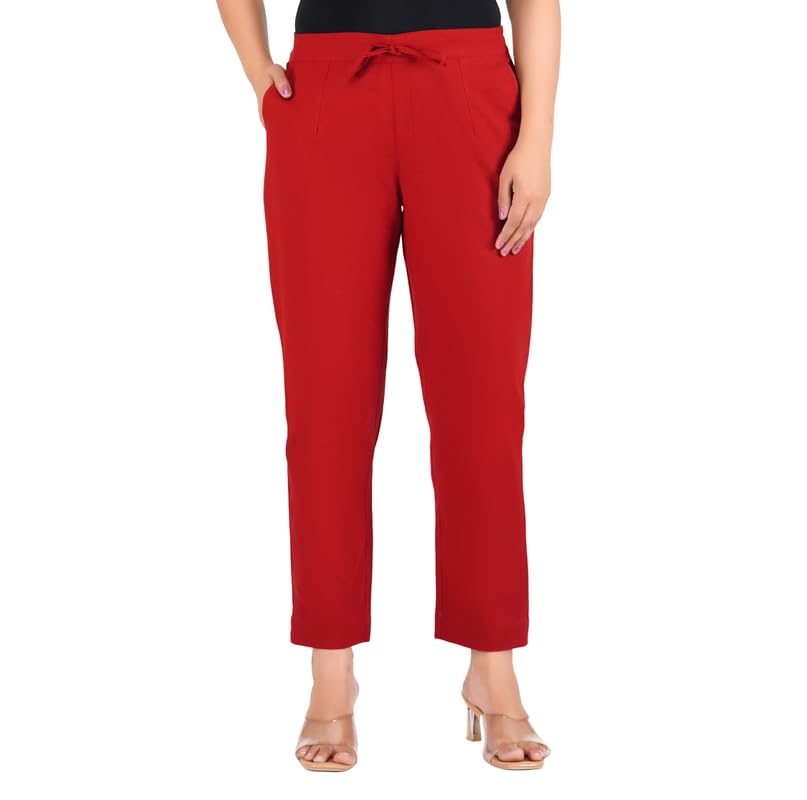 Woman Trousers Pants Cotton Regular Solid Fit Kurti Pant Daily Office Wear Formal Casual Use-image-23
