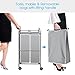Simple Trending Heavy Duty 2-Bag Laundry Hamper Sorter Cart with Rolling Wheels, Silver