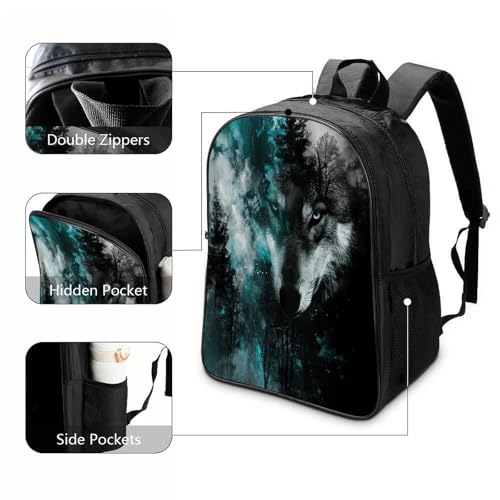 Mochila infantil Wolves in The Moonlight con estampado 3D resistente de dibujos animados 3