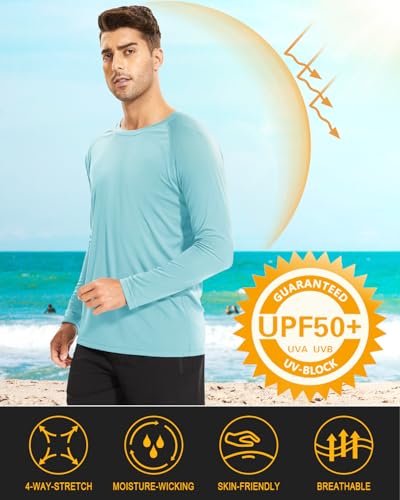 Image of MAGCOMSEN Men's Long Sleeve Shirts UPF 50+ UV Sun Protection Athletic Shirts for Hiking Running Workout Rash Guard