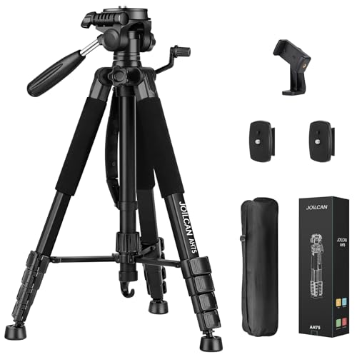 JOILCAN Tripod Camera Tripods, 74' Tripod for Camera Phone Video Recording, Heavy Duty Cameras Tripod Stand, Professional Travel DSLR Tripods Compatible with Canon iPhone, Max Load 15 LB