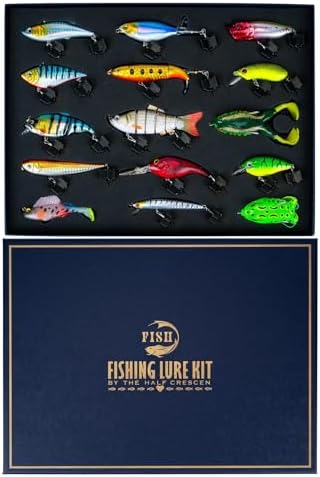 HALF CRESCEN Fishing Lures Kit for Diving Bass/Trout/Pike with Lifelike Action, Fishing Gear Set for 2025 Xmas (Gift Box 1)